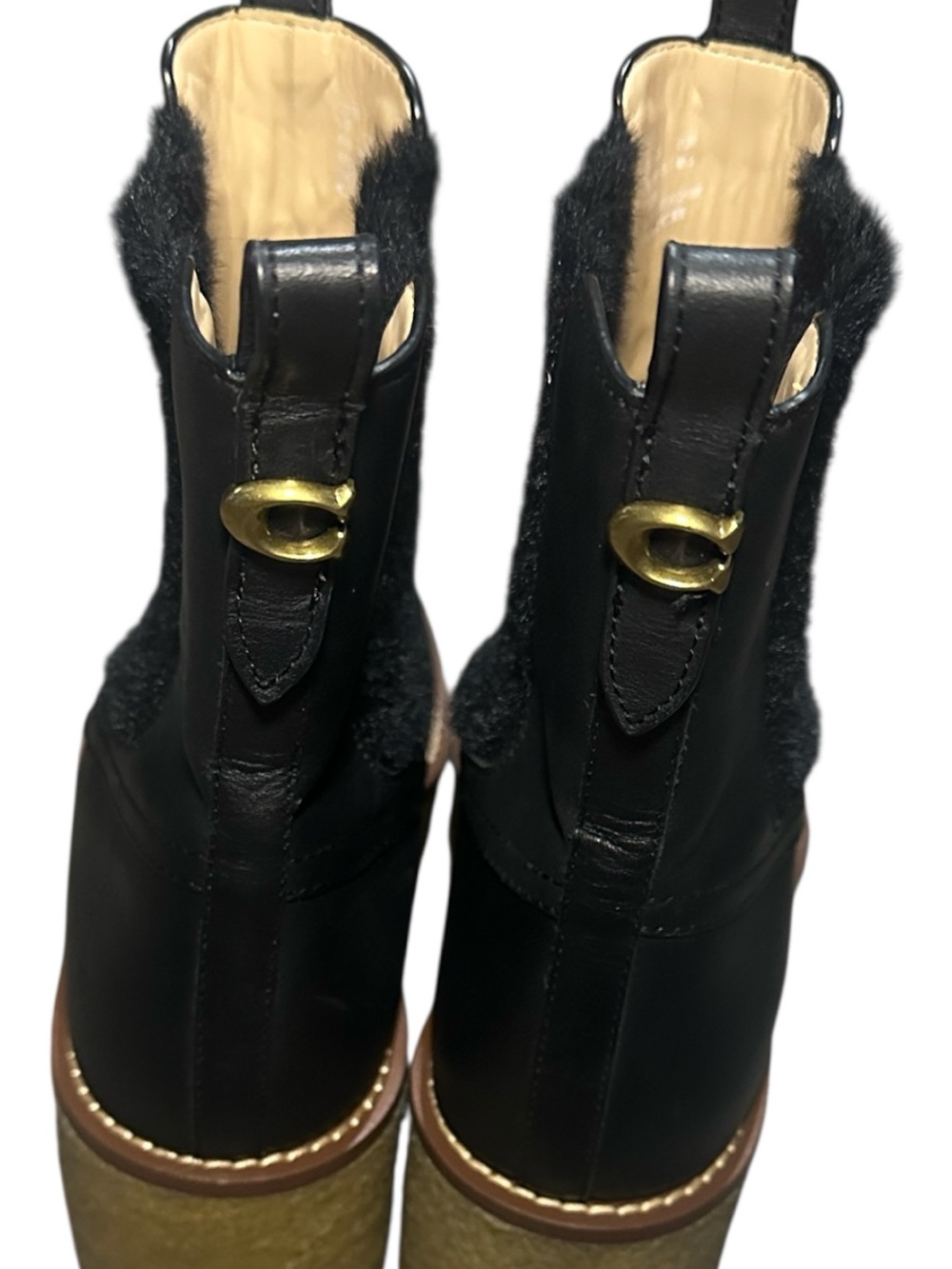 Coach Black Leather Platform Chelsea Boots Chunky Sole Statement Trendy Designer - Picture 7 of 16
